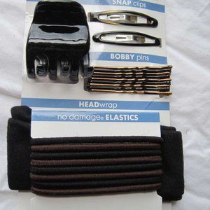 Scunci Value Variety Set 21 Pieces Hair Jaw Snap Clip Bobby Elastics Fabric Band